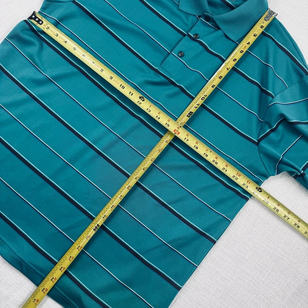 Ben Hogan Performance Golf‎ Polo Shirt Mens XL Teal Blue Striped Short Sleeve